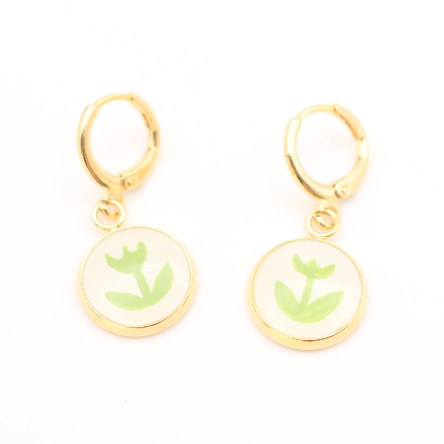 Green Tulip Earrings