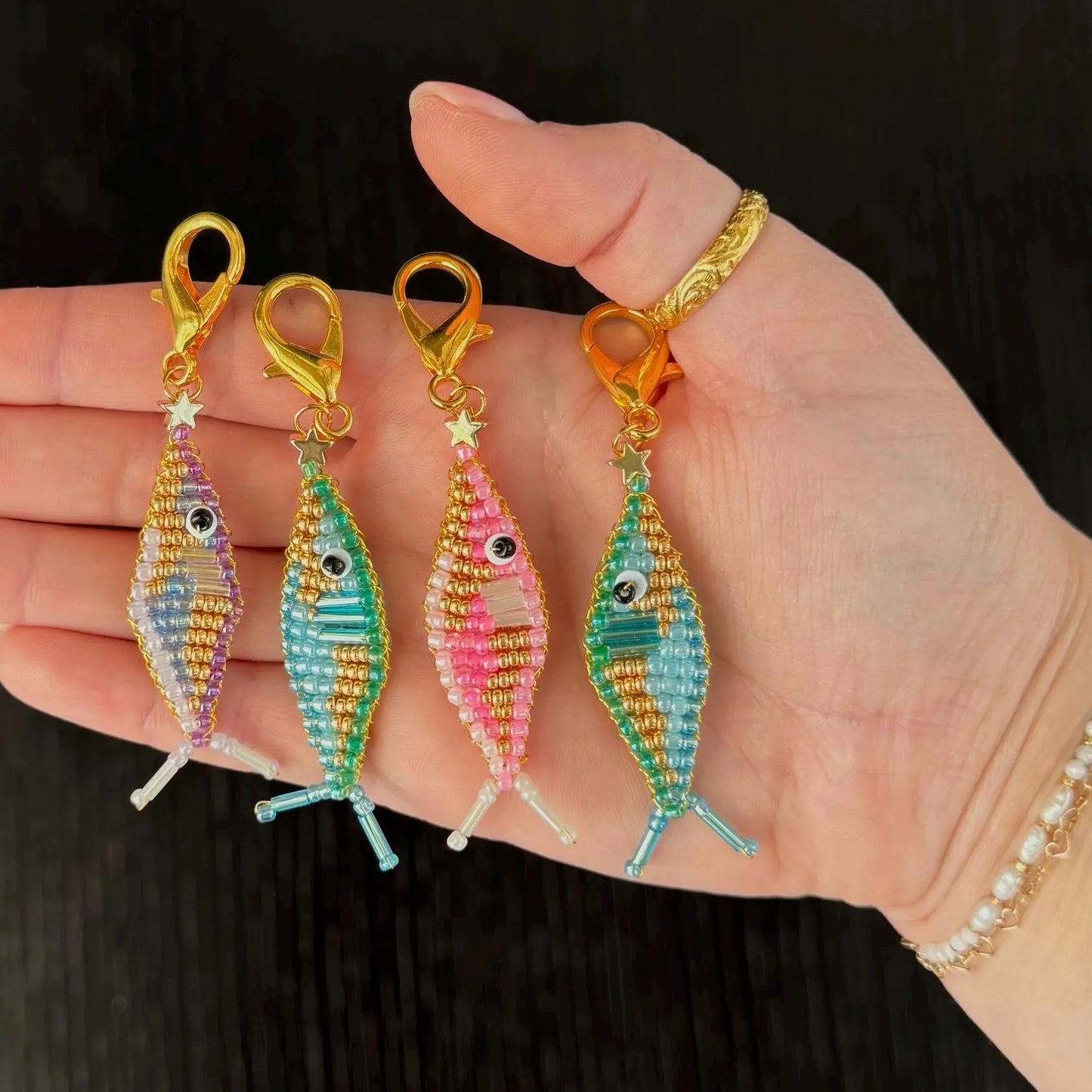 Handmade Beaded Fish Bag Charm